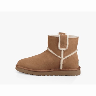 Botas UGG Classic Mini Spill Seam Mulher Marrom | PT-LJEUZ